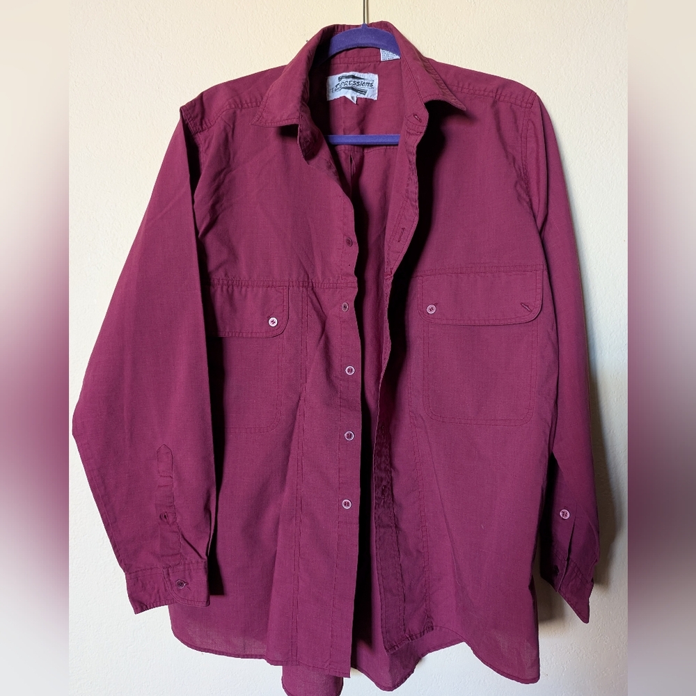 Casual Red Button Down Shirt with Durable Fabric
